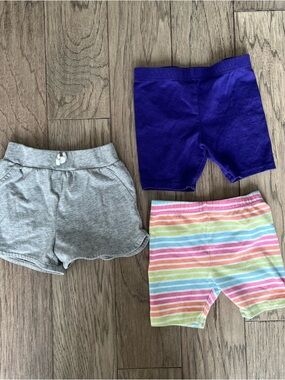 4t Kids Shorts Pack — Purple, Gray & Multi-Stripe